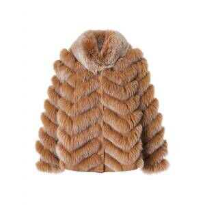 NEW DIOMI women's silk reversible genuine fur jacket in camel